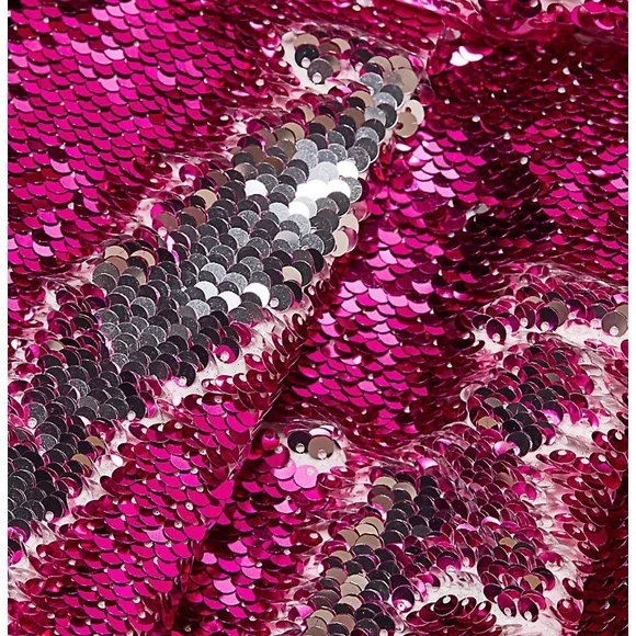 10 Crosby Derek Lam Fuchsia/Silver Sequin Reversible Color Cocktail Dress NWT